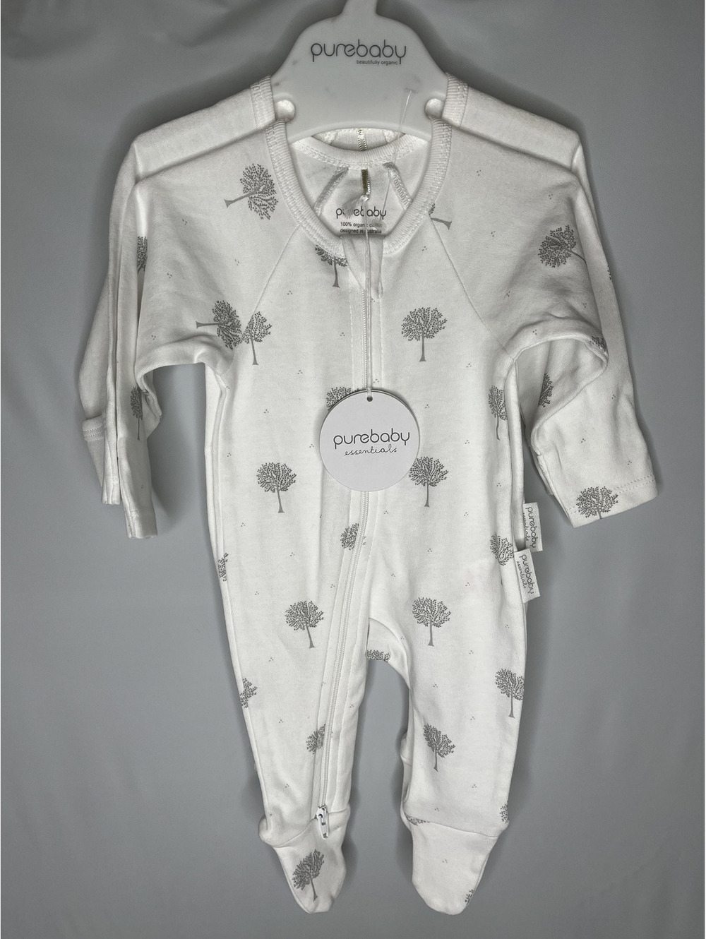 NWT PureBaby Newborn White/Gray One-Piece